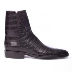Los trajes más costosos del mundo Chocolate Brown Crocodile Round Toe Shortie