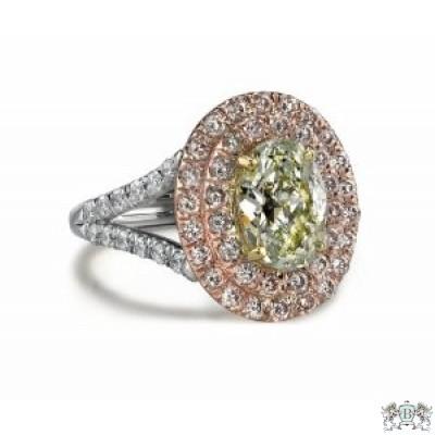 2.09 cttw Oval Fancy Green Diamond Ring