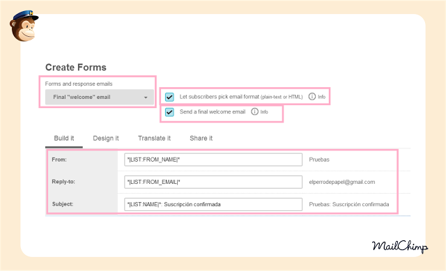Personalizar formularios en MailChimp Personalizar formularios en MailChimp