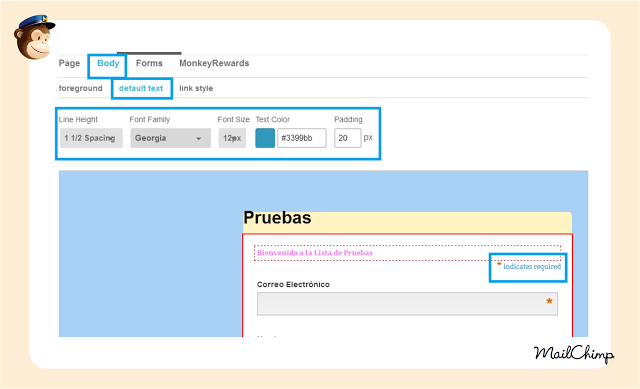 Personalizar formularios en MailChimp Personalizar formularios en MailChimp