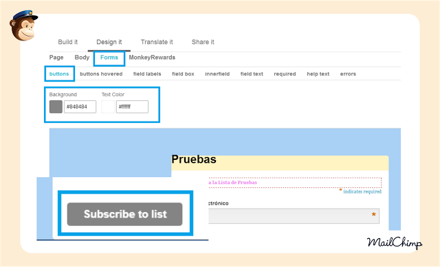 Personalizar formularios en MailChimp Personalizar formularios en MailChimp