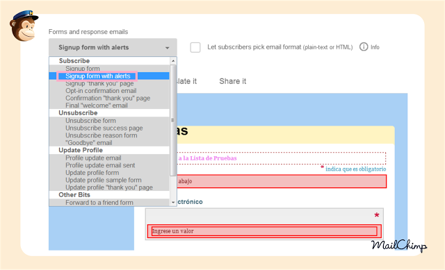 Personalizar formularios en MailChimp Personalizar formularios en MailChimp