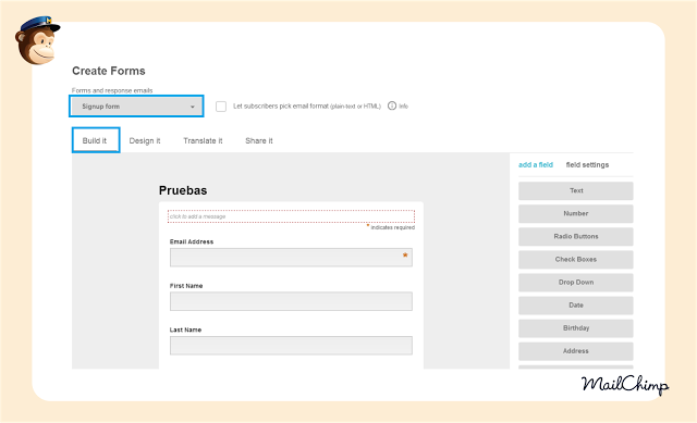 Personalizar formularios en MailChimp Personalizar formularios en MailChimp