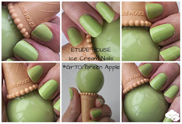 Verde manzana pastel: ETUDE HOUSE - Ice Cream Nails Gr701