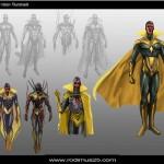 Diseños de Visión y Ms. Marvel para el juego cancelado de los Vengadores Diseño conceptual del videojuego cancelado de los Vengadores