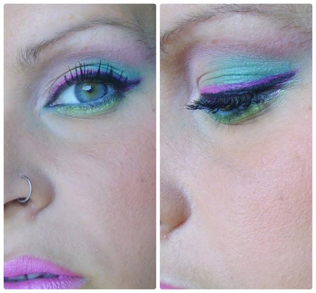 Look verde con delineado doble en rosa Look verde con delineado doble en rosa