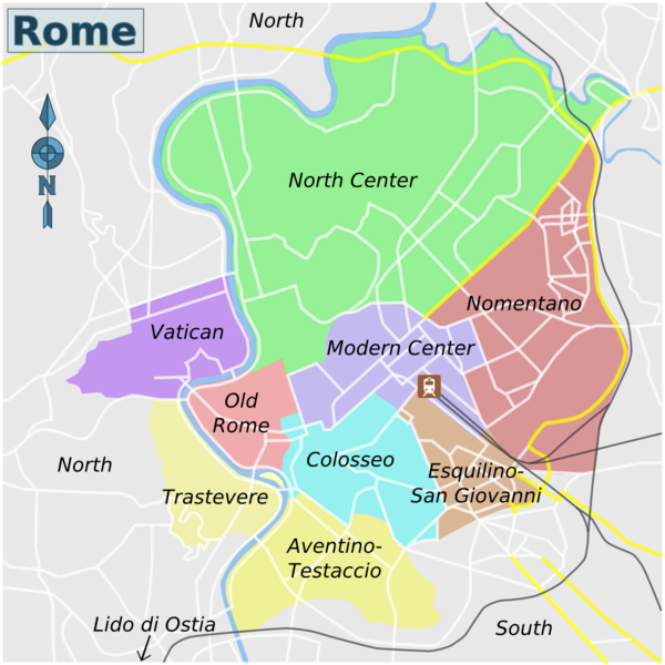 Mapa de distritos de Roma.
