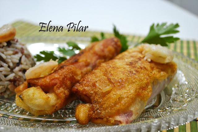 Rollitos de Jamón, Arroz salvaje y Gambas Rollitos de Jamón, Arroz salvaje y Gambas