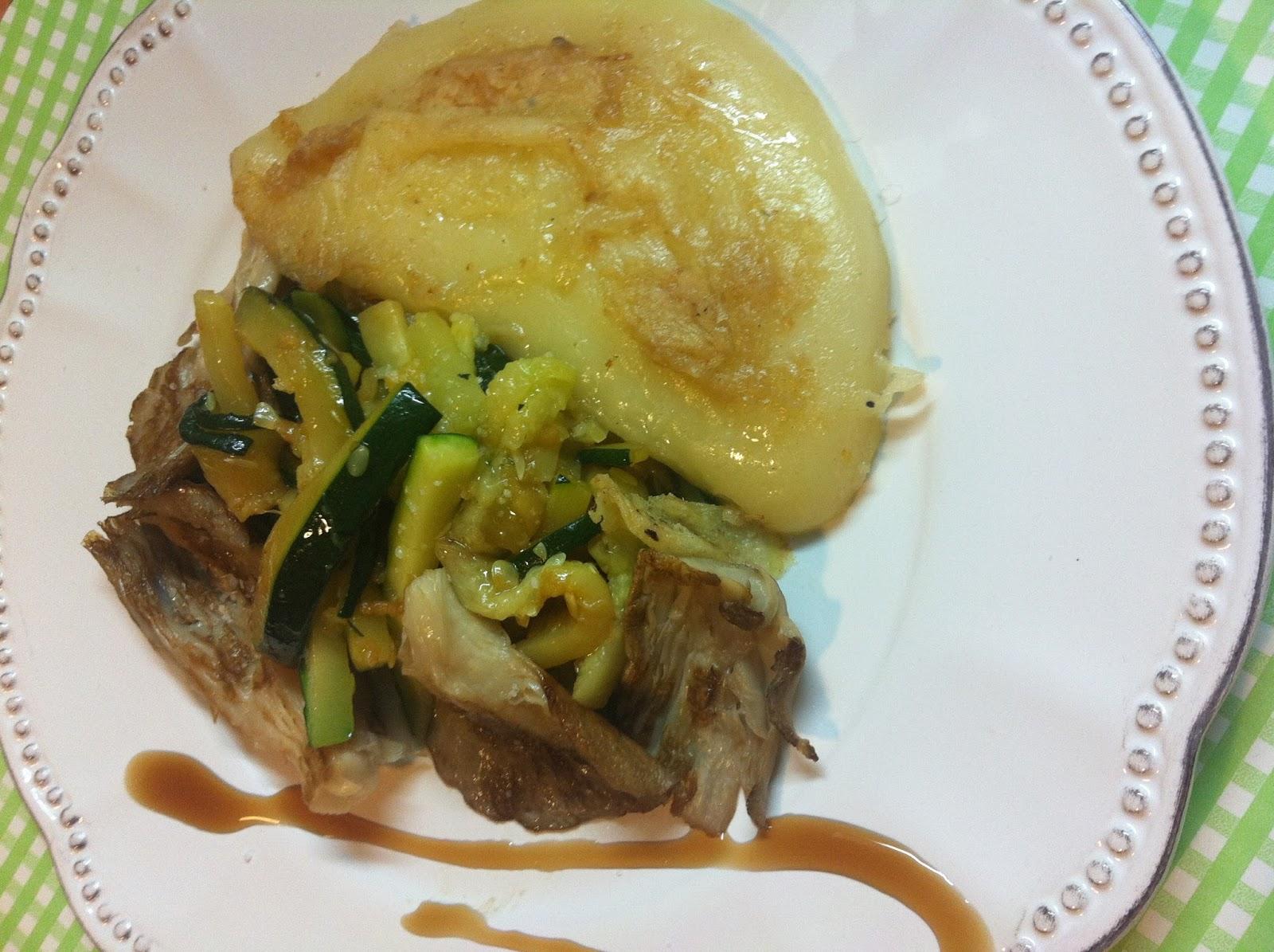 Calabacín En Bastones Con Setas Y Provolone Calabacín En Bastones Con Setas Y Provolone