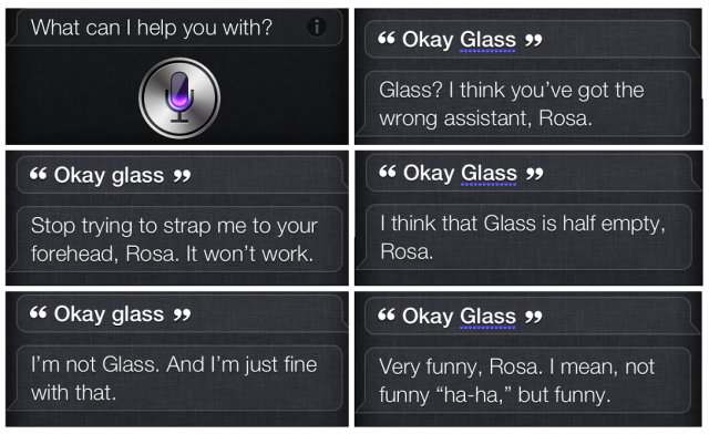 Siri no tiene humor cuando le confunden con Google Glass Ok-Glass-Siri-remarks-collage