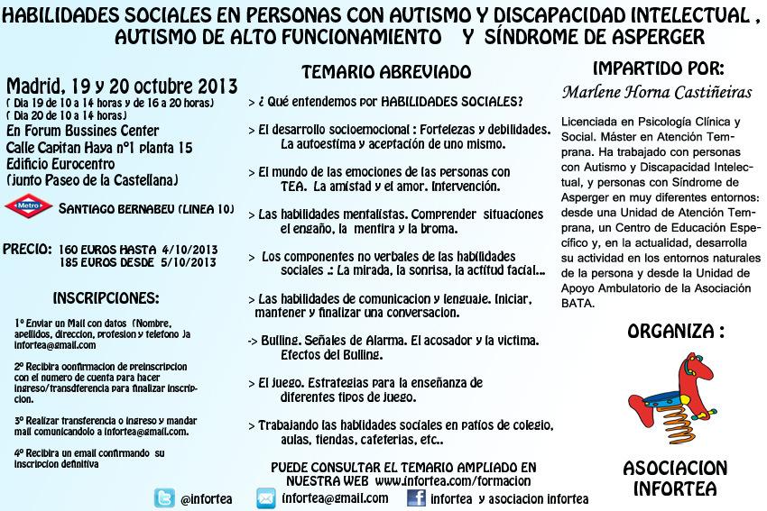 Curso habilidades sociales en personas con autismo y discapacidad intelecual, autismo de alto funcionamiento y síndrome de asperger Curso habilidades sociales en personas con autismo y discapacidad intelecual, autismo de alto funcionamiento y síndrome de asperger