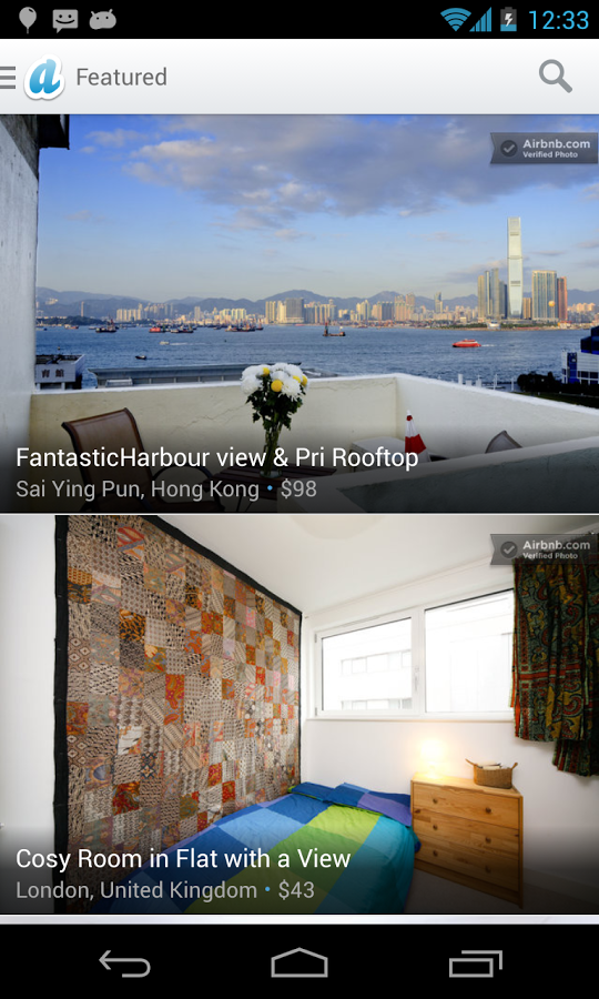 Aplicaciones Android para viajeros Airbnb aplicación para alojamiento en todo el mundo