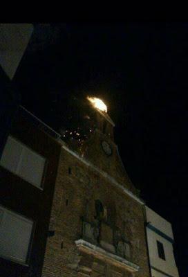 Cae un rayo en la espadaña de la Iglesia de San Juan en Almadén