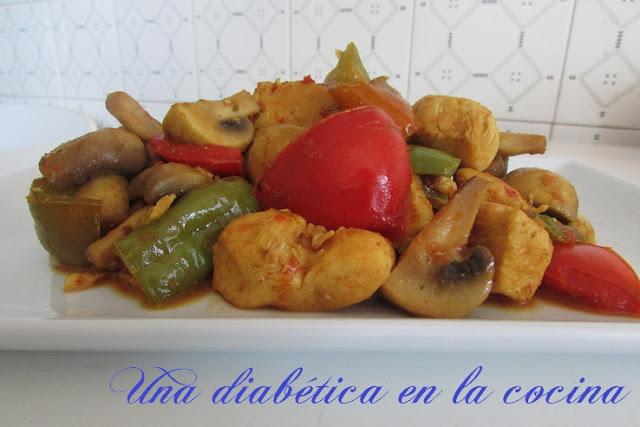 Pollo salteado al Curry apto para diabéticos