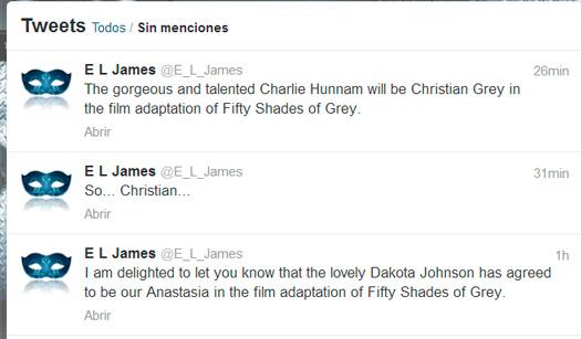 Dakota Johnson y Charlie Hunnam serán Anastasia y Christian en 50 Sombras de Grey