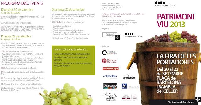 FIRA DE LES PORTADORES, Del 20 al 22 de septiembre ( Plaça Barcelona - Sant Cugat del Vallés) FIRA DE LES PORTADORES, Del 20 al 22 de septiembre ( Plaça Barcelona - Sant Cugat del Vallés)