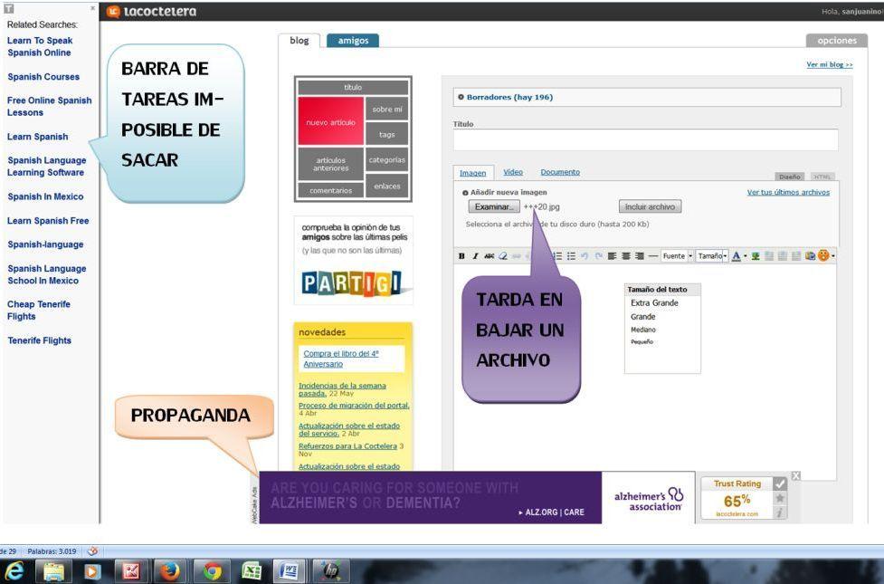 DOS MOMENTOS NEFASTO EN EL EDITADO DE UN POST EN LACOCTELERA.