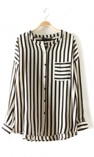 INTERNATIONAL GIVEAWAY/ SORTEO INTERNACIONAL AHAISHOPPING consigue dos piezas de ropa gratis Vintage classic vertical stripes with pocket blouse