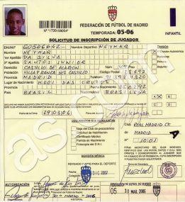 Neymar llegó a tener ficha con el Real Madrid en el año 2006