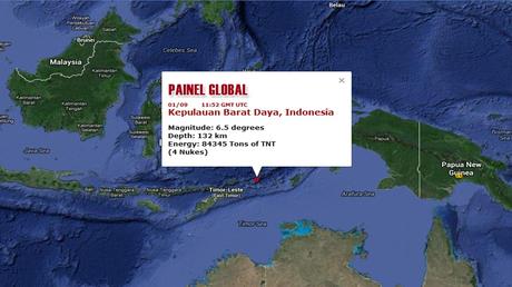Cinturón de Fuego del Pacífico muy activo. Fuertes sismos se registran empezando septiembre Sismo M 6.5 VERY STRONG. Kepulauan Barat Daya, Indonesia