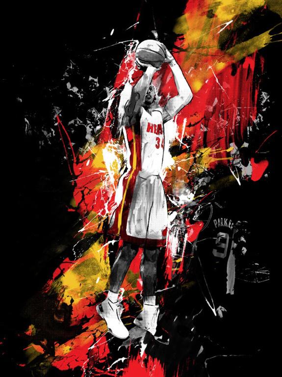 Ilustraciones de los Miami Heats. ray-allen-ajd