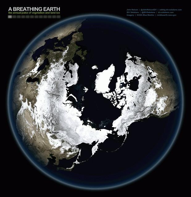Animación con fotos de la NASA, muestra el efecto de los cambios estacionales en la Tierra Breathing-Earth-north
