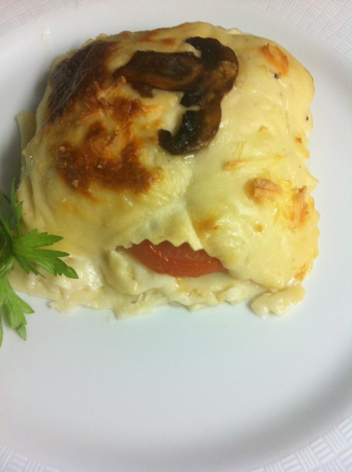 Minilasañas De Bacon, Queso Y Champiñones Minilasañas De Bacon, Queso Y Champiñones