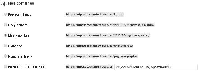 Cómo configurar WordPress y mi posicionamiento web (I) Enlaces Permanentes WordPress