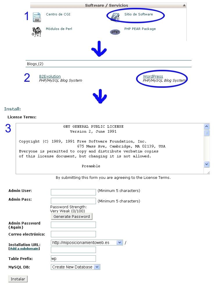 Aquí nace miposicionamientoweb.es Instalación WordPress