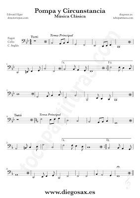 Pompa y Circunstancia de Edward Elgar partitura de Fagot y Violonchelo canción de Música Clásica