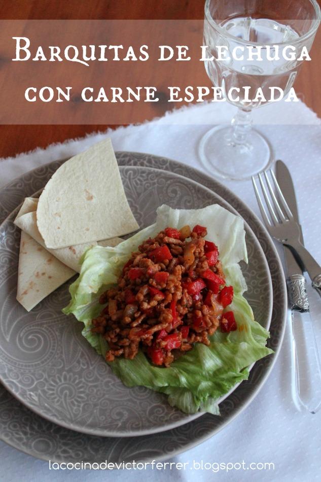 Barquitas de lechuga con carne especiada. ¡¡PASO A PASO!!. Barquitas de lechuga con carne especiada. ¡¡PASO A PASO!!.