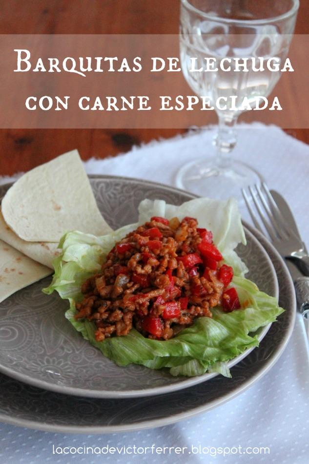 Barquitas de lechuga con carne especiada. ¡¡PASO A PASO!!. Barquitas de lechuga con carne especiada. ¡¡PASO A PASO!!.