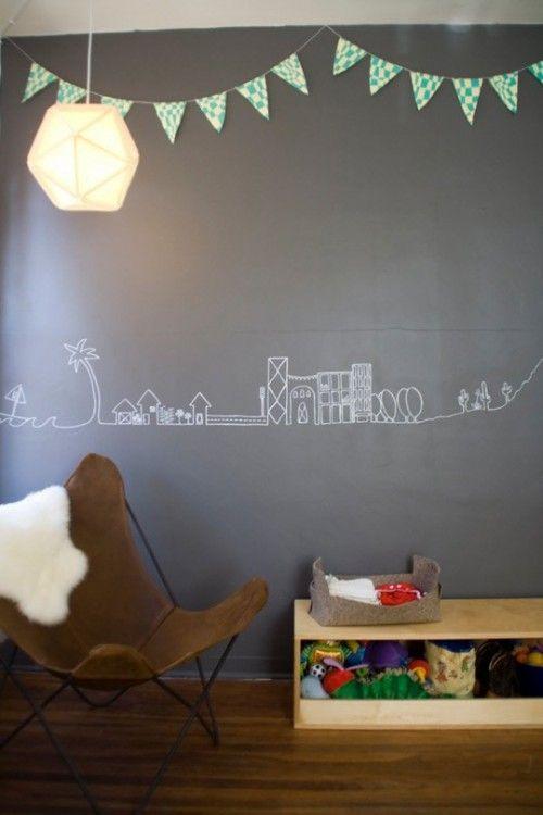 paredes de pizarra 1 500x750 Paredes con Pintura de Pizarra para Habitaciones de Niños