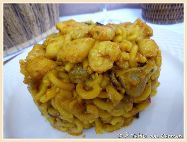 Fideuá de Sepia, Alcachofa y Gambas Fideuá de Sepia, Alcachofa y Gambas