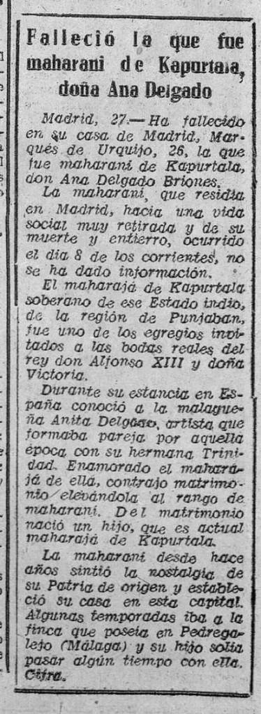 La princesa de Kapurthala era malagueña imperio 28071962 - 06