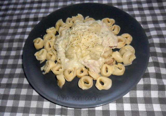 TORTELLINIS DE QUESO EN SALSA DE ALCACHOFAS TORTELLINIS DE QUESO EN SALSA DE ALCACHOFAS