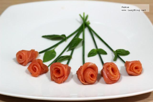 Cómo hacer un ramo de rosas de salmón ahumado. Receta