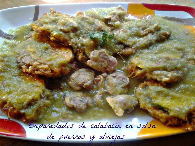 EMPAREDADOS DE CALABACIN EN SALSA DE PUERROS CON ALMEJAS EMPAREDADOS DE CALABACIN EN SALSA DE PUERROS CON ALMEJAS