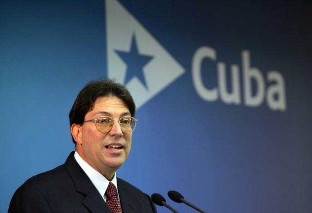 File picture of Rodriguez addressing the media at the Foreign Ministry in Havana
