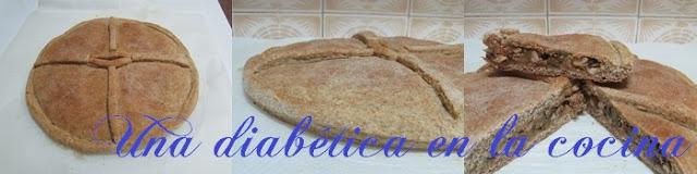 Empanada de calabacín, champiñones y pollo con masa de harina integral apta para diabéticos Empanada de calabacín, champiñones y pollo con masa de harina integral apta para diabéticos