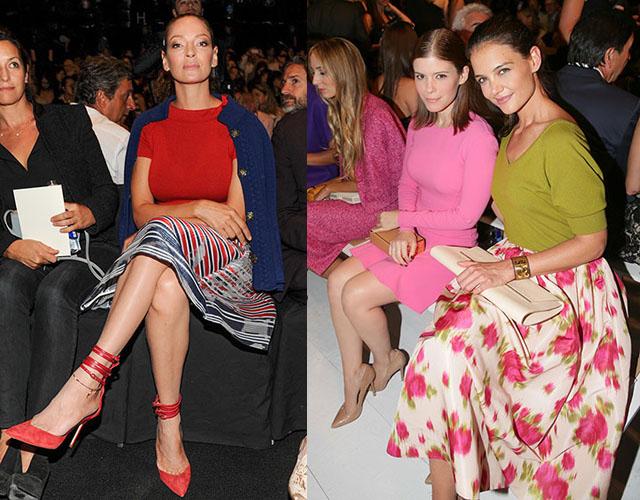 Tendencias de streetstyle en el front row de la New York Fashion Week uma thurman katy holmes