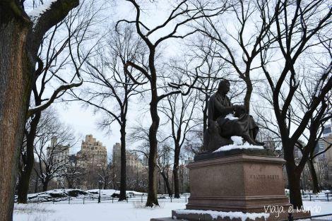 El paseo de los literatos en Nueva York Walter Scott, en pleno invierno