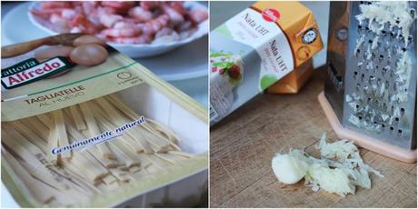 Pasta con gambas y gulas al ajillo cats (2)