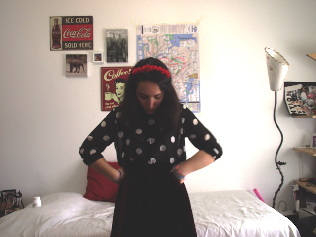 #OOTD: Polka Dots + Velvet + Flowers