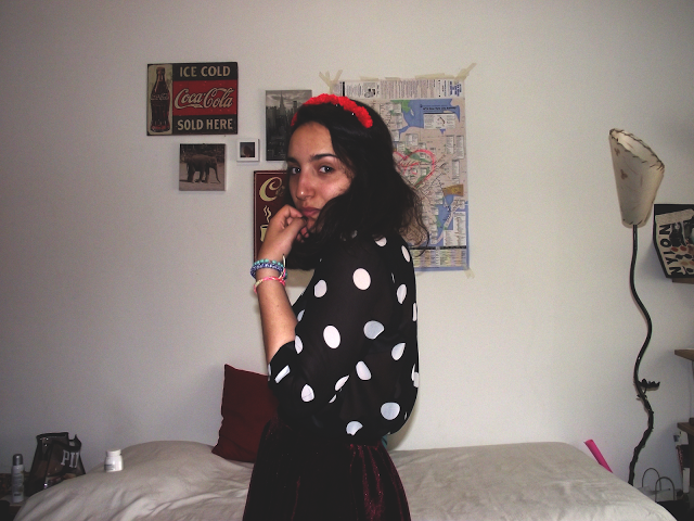 #OOTD: Polka Dots + Velvet + Flowers