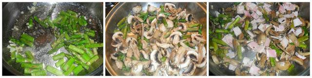 QUICHE DE ESPÁRRAGOS VERDES, CHAMPIÑONES Y BACON QUICHE DE ESPÁRRAGOS VERDES, CHAMPIÑONES Y BACON