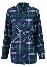 Hello October Green and Blue Plaid Print Long Sleeve Blouse