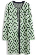 Hello October Green Long Sleeve Diamond Plaid Cardigan Sweater