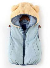 Hello October Blue Hooded Sleeveless Bear Style Vest