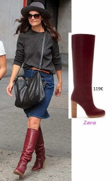 Katie Holmes calzando botas de Zara...